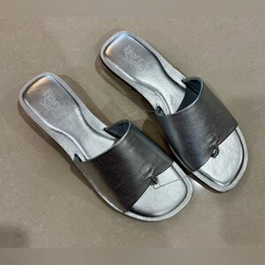 Franco Sarto Metallic Silver Slides